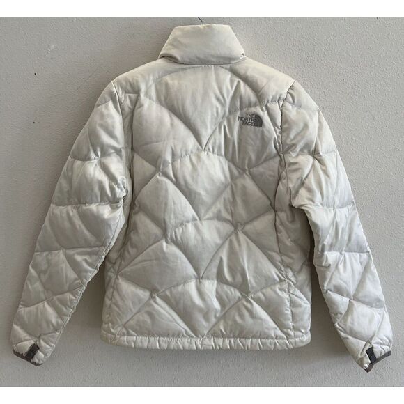THE NORTH FACE Women Sz XS Aconcagua 550 Down Jacket Ivory/Gray Puffer - Picture 6 of 16